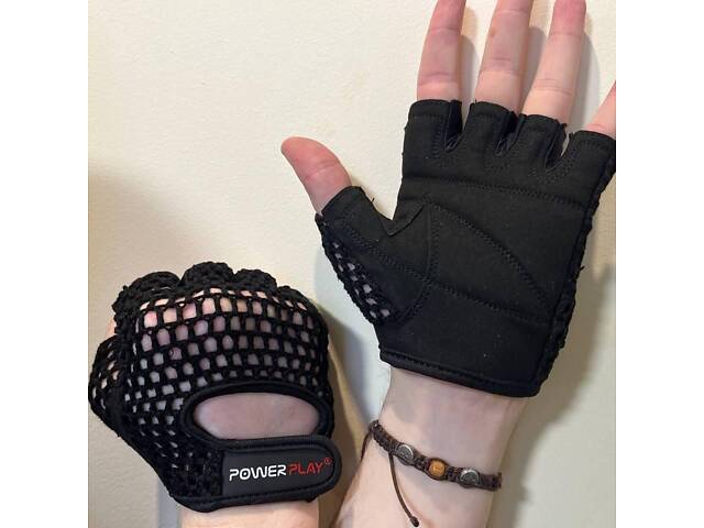 Рукавички для фітнесу PowerPlay 1953 Чорні M - Фото 10