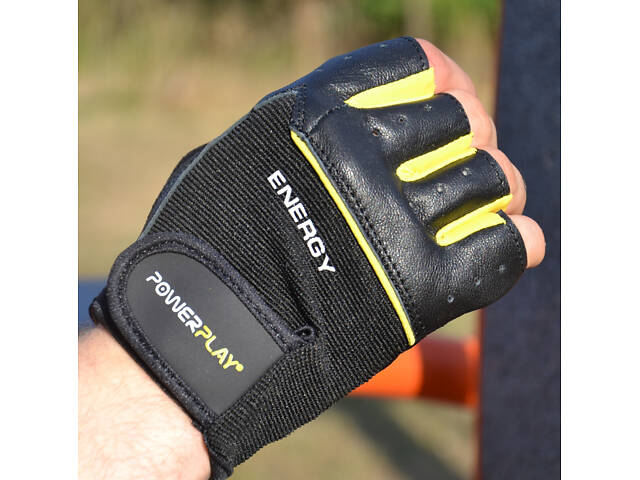 Рукавички для фітнесу PowerPlay 9058 Energy чорно-жовті M - Фото 2