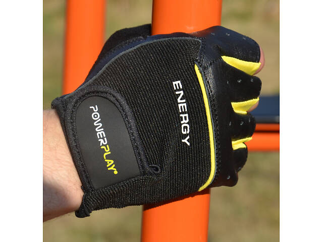 Рукавички для фітнесу PowerPlay 9058 Energy чорно-жовті M - Фото 5