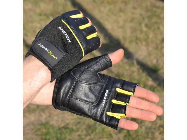 Рукавички для фітнесу PowerPlay 9058 Energy чорно-жовті M - Фото 7