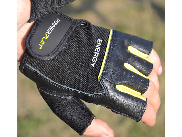 Рукавички для фітнесу PowerPlay 9058 Energy чорно-жовті M - Фото 8