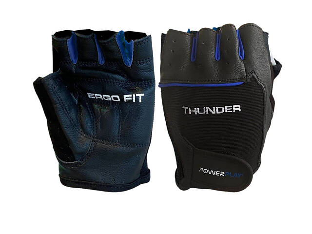 Рукавички для фітнесу PowerPlay 9058 Thunder чорно-сині M - Фото 1