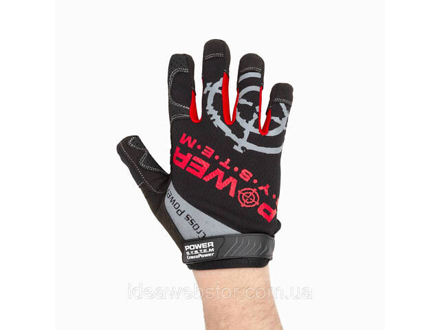 Перчатки для кроссфита с длинным пальцем Power System PS-2860 Cross Power Black/Red S - Фото 4