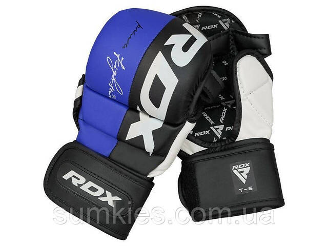 Рукавиці для ММА (Греплінгові рукавички) RDX T6 Plus Rex Blue M (капа у комплекті) - Фото 3