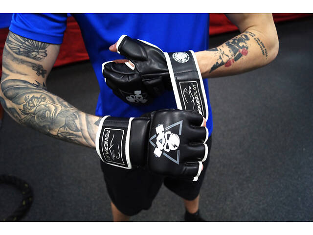 Рукавиці для MMA PowerPlay 3056 А Чорно-Білі XL - Фото 8