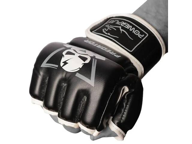 Рукавиці для MMA PowerPlay 3056 А Чорно-Білі XL - Фото 1