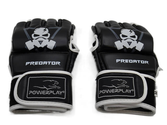 Рукавиці для MMA PowerPlay 3056 А Чорно-Білі XL - Фото 4