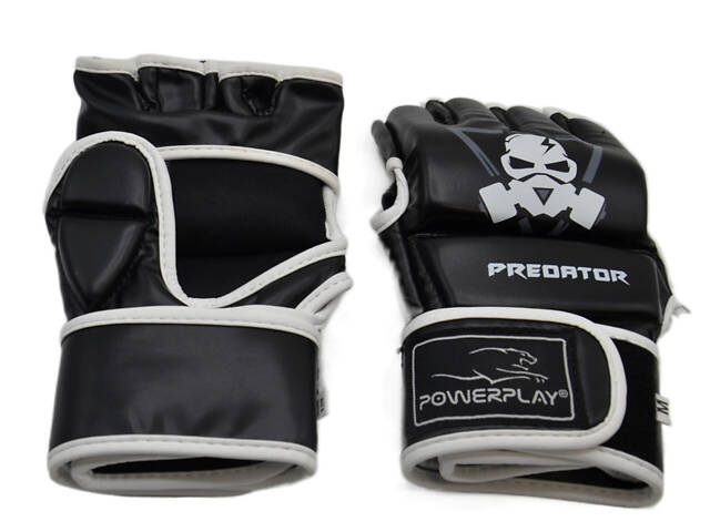 Рукавиці для MMA PowerPlay 3056 А Чорно-Білі XL - Фото 5