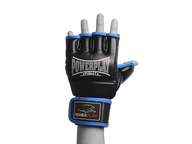 Рукавиці для MMA PowerPlay 3058 Чорно-Сині L - Фото 3