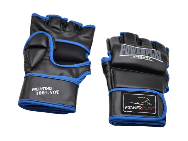 Рукавиці для MMA PowerPlay 3058 Чорно-Сині L - Фото 7