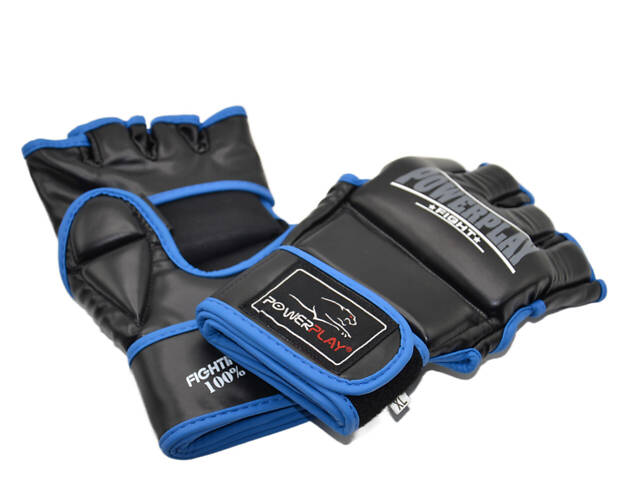 Рукавиці для MMA PowerPlay 3058 Чорно-Сині L - Фото 8