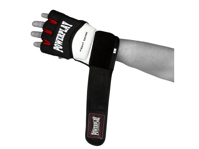 Рукавиці для MMA PowerPlay 3075 Чорні-Білі L - Фото 3