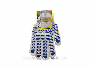 Рукавиці трикотажні білі з ПВХ хвилькою (10 клас, 95%- бавовна ,5%-поліестер), розм. 10