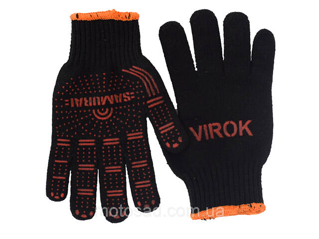 Рукавиці трикотажні SAMURAI з двостороннім ПВХ (10 клас,бавовна 40%,поліестр 60%)розм.10 - Фото 1