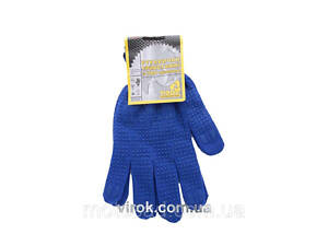 Рукавиці трикотажні сині з ПВХ крапкою (10 клас, 95%- бавовна ,5%-поліестер), розм. 10