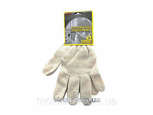 Рукавиці трикотажні VIROK білі (5 ниток; 70%- бавовна, 30%- поліестер), розм. 10