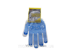 Рукавиці трикотажні VIROK білі з ПВХ крапкою (5 ниток; 100%- поліестер), розм. 10