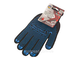 Рукавиці трикотажні VIROK чорні з ПВХ крапкою (6 ниток; 100%- поліестер), розм. 10