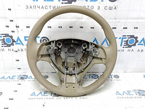 Руль голый Nissan Rogue 14-16 резина бежевая, под чистку, потертость, сломано крепление