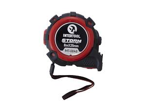 Рулетка Intertool 8 м x 25 мм Storm магнтіт автостоп (MT-0848)
