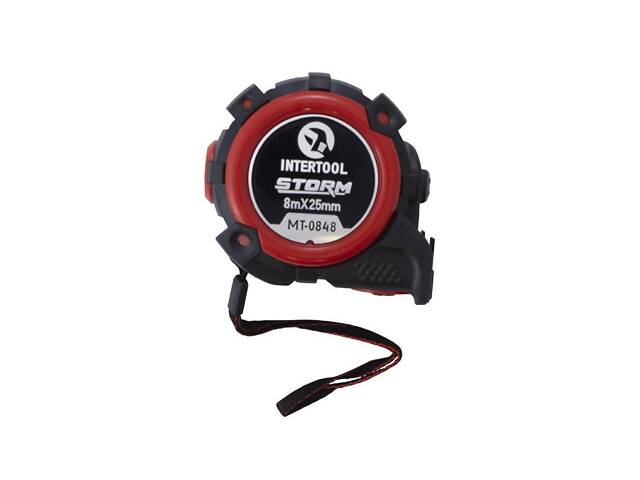 Рулетка Intertool 8 м x 25 мм Storm магнтит автостоп (MT-0848) - Фото 1