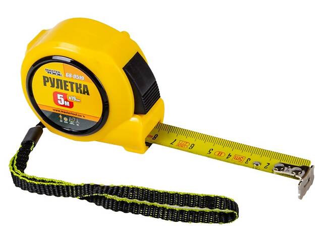 Рулетка MASTERTOOL 5 м 19 мм автоматичний фіксатор полотна 68-0519 Рулетка MASTERTOOL 5 м 19 мм автоматичний фіксатор полотна 68-0519