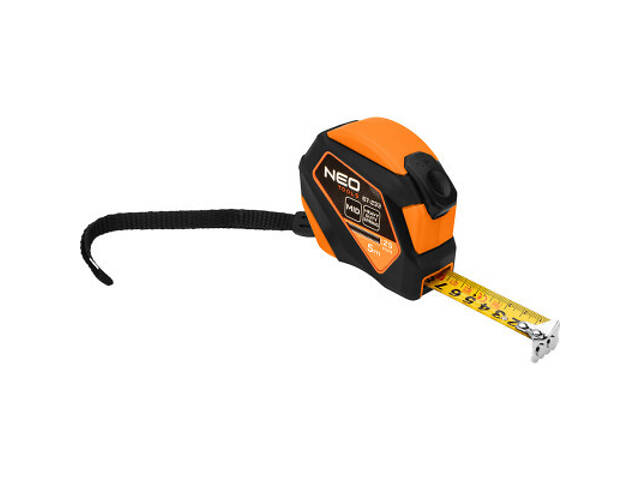 Рулетка Neo Tools 5мx25мм, з фіксатором змотування, магніт (67-233) - Фото 1