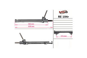 Рулевая рейка без ГУР RE104R RENAULT Megane II 03-09, Kangoo 97-07, Scenic II 03-09, Kangoo 08-13, Kangoo 09-17; MERCEDE