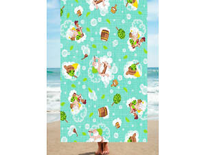 Пляжное полотенце Ecotton 100х150 см хлопковое вафельное бирюзовое в баню или спа.