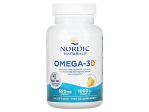 Рыбий жир омега-3Д (лимон), Omega-3D, Nordic Naturals, 1000 мг, 60 капсул