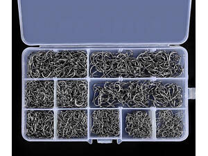 Рыболовные крючки набор 1000 шт. размеры (3-12), 10 разновидностей по 100 шт. каждого. Крючки для рыбалки