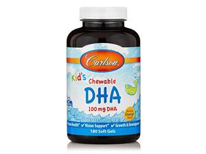 Рыбий жир для детей Kids Chewable DHA Carlson Labs апельсин 100 мг 180 гелевых капсул