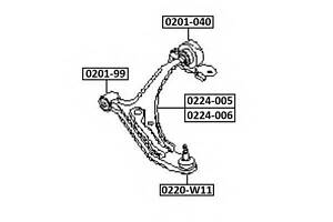 РЫЧАГ ПЕРЕДНИЙ ЛЕВЫЙ (NISSAN PRIMERA P11 1996-2001) AKITAKA 0224006 на NISSAN PRIMERA (P11)