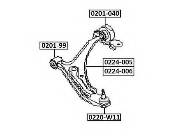 РЫЧАГ ПЕРЕДНИЙ ЛЕВЫЙ (NISSAN PRIMERA P11 1996-2001) AKITAKA 0224006 на NISSAN PRIMERA (P11)