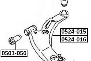 РЫЧАГ ПЕРЕДНИЙ НИЖНИЙ ЛЕВЫЙ (MAZDA 323 BJ 1998-2002) AKITAKA 0524016 на MAZDA ETUDE VI (BJ)