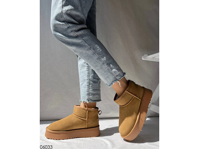 Руді уггі на платформі, низькі уггі платформа 40р - 26 см код 06033 - Фото 4