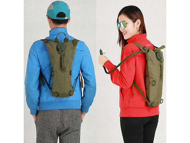 Рюкзак гідратор для води військовий - питна система на 2,5 літри (Army Green) - Фото 4