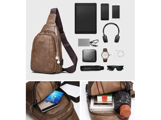 Рюкзак городской кожаный через плечо Fashion style 2019 (fs7932) Черный - Фото 3