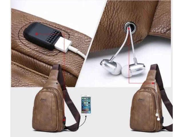 Рюкзак городской кожаный через плечо Fashion style 2019 (fs7932) Черный - Фото 4