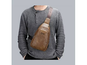 Рюкзак городской кожаный через плечо Fashion style 2019 (fs7932) Светло-коричневый