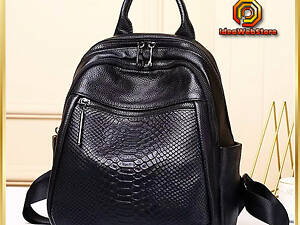 Рюкзак жіночий з натуральної шкіри. Чорний рюкзак міський шкіряний TidinBag