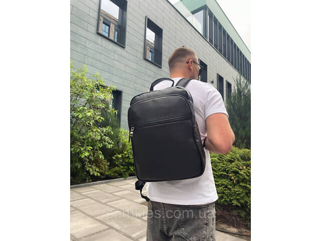 Рюкзак шкіряний для чоловіка 29х40х15, чорний колір - Фото 4