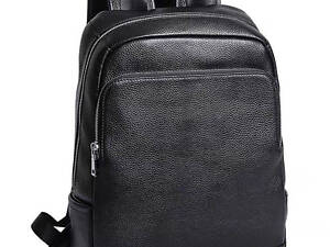 Рюкзак чоловічий шкіряний 28х40х14, міська сумка наплічна для ноутбука та документів, чорний