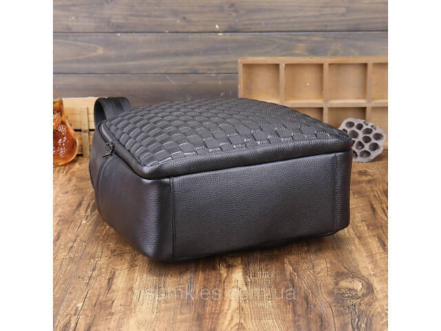 Рюкзак чоловічий шкіряний 30х41х15, міський наплічник для ноутбука та документів Tiding Bag 63989 чорний - Фото 10