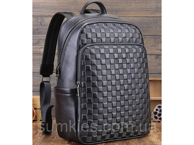 Рюкзак чоловічий шкіряний 30х41х15, міський наплічник для ноутбука та документів Tiding Bag 63989 чорний - Фото 1