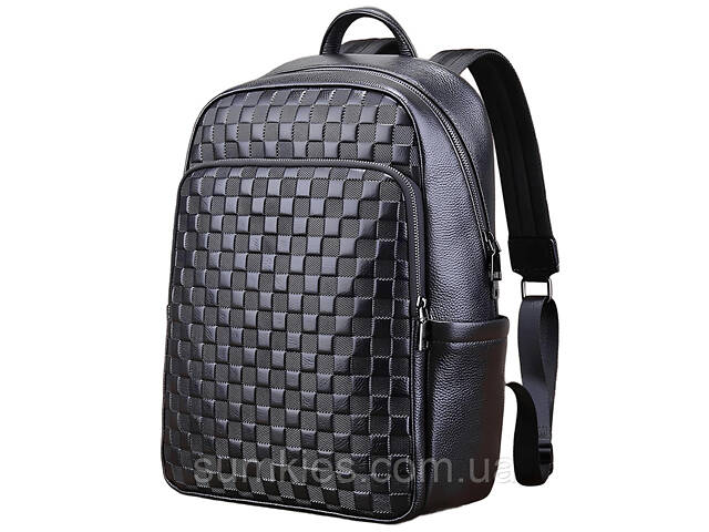 Рюкзак чоловічий шкіряний 30х41х15, міський наплічник для ноутбука та документів Tiding Bag 63989 чорний - Фото 3