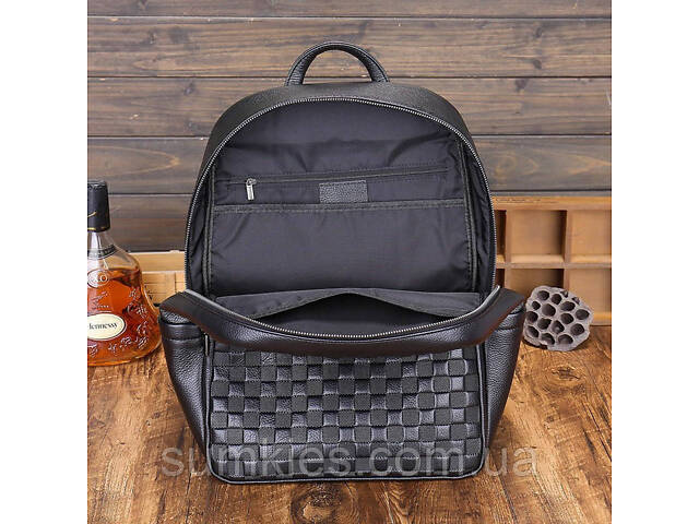 Рюкзак чоловічий шкіряний 30х41х15, міський наплічник для ноутбука та документів Tiding Bag 63989 чорний - Фото 5