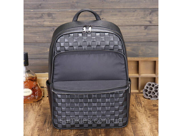 Рюкзак чоловічий шкіряний 30х41х15, міський наплічник для ноутбука та документів Tiding Bag 63989 чорний - Фото 8