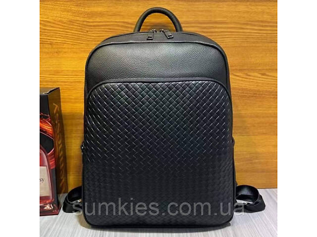 Рюкзак чоловічий з натуральної шкіри 30х41х12, міська сумка на спину для ноутбука Tiding Bag чорна - Фото 1