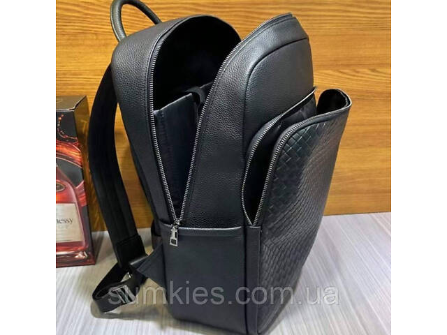 Рюкзак чоловічий з натуральної шкіри 30х41х12, міська сумка на спину для ноутбука Tiding Bag чорна - Фото 4